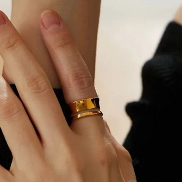 ⭐️#17 Unique Retro Gold Double Bar Ring - Picture 12 of 13